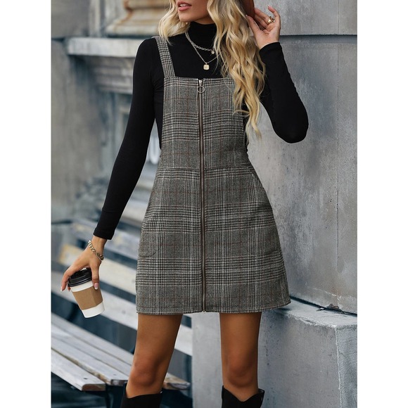 Tartan plaid O ring Zipper Overall Dress (Without Tee) gray NWT - Picture 9 of 11
